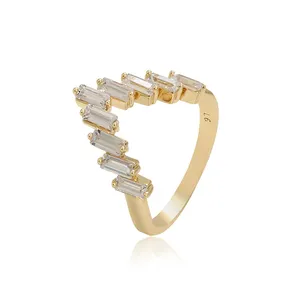 16307 Xuping Fashion Multistone Finger Ring 14K Gold Color 2 Gram Copper Alloy Ring Jewelry