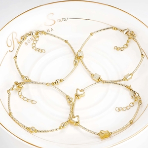 Bracelet pour enfants en chaîne de corde plaqué or <span class=keywords><strong>avec</strong></span> perles en relief, bijoux élégants et sûrs, cadeau pour filles - Product Image 4