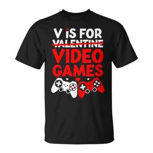 Camiseta para chicos gamers con la letra V de Videojuegos para el Día de San Valentín, ropa promocional NS - Product Image 1