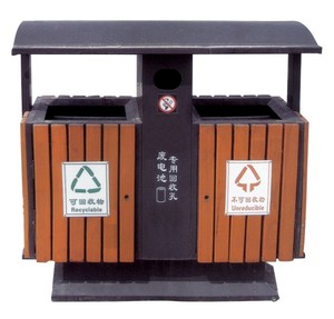 Hot Sale Council Park Street Recycling Rubbish Bin Outdoor Public Metal Waste Bin Outside Large 2 Compartments Garbage Bins