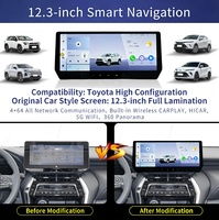 Pantalla de 12.3 Pulgadas Compatible con el Sistema de Navegación GPS Android Universal de Toyota, Admite CarPlay Inalámbrico, 4+64G