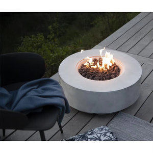 Dark Grey Concrete Natural Gas <b>Round</b> Fire Pit 30 Inches Outdoor Fire <b>Table</b> with Eco-Friendly Design for Camping Outdoor Heating - Product Image 1