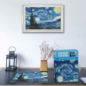 Jeu familial, puzzle en papier de 1000 pièces, peinture à l'huile, Nuit étoilée de Van Gogh, pour adultes - Product Image 4