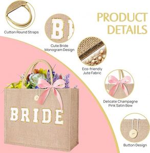 Wholesale Burlap Tote <b>Bag</b> Mini Jute <b>Reusable</b> <b>Bag</b> with Handles Small Blank Canvas Gift Waterproof for Wedding Beach DIY Party - Product Image 3