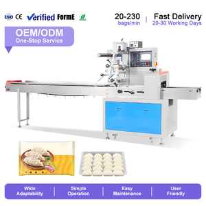 Máquina Envolvedora de Flujo Horizontal Automática para Empacar Dumplings Congelados y Panecillos al Vapor - Product Image 1