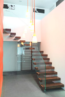 Escalier pliant distinctif en acier et bois, étanche, anti-corrosion, haute résistance, durable, longue durée de vie, écologique, simple, pour villa