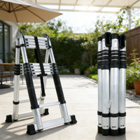 Échelle télescopique multifonctionnelle en alliage d'aluminium épaissi de haute qualité à 11 marches, pliable pour usage domestique