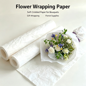 Papier d'emballage <span class=keywords><strong>pour</strong></span> fleurs en gros, 56*56cm, 5 feuilles/paquet, 12 couleurs, froissé à la main, <span class=keywords><strong>pour</strong></span> bouquet de mariage, arrangement floral - Product Image 1