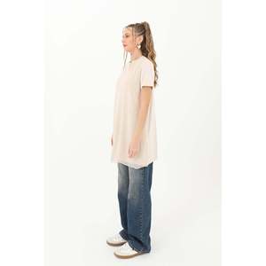 Camiseta Básica de Manga Larga para Mujer Puane - Top Versátil y Cómodo para el Día a Día en Color Beige para Todas las Temporadas - Product Image 2