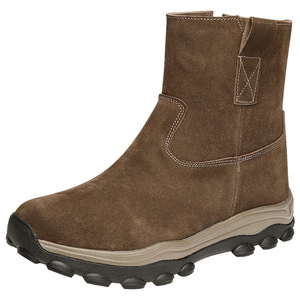 Men's Snow Boots High-top <b>Brown</b> <b>Wool</b> Warm Winter Anti-slip Mid-heel Solid Color - Product Image 3