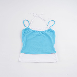 Ensemble de deux pièces en tricot respirant à col halter, style streetwear, couleurs contrastées, pour femmes, décontracté, à porter au quotidien - Product Image 2