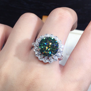 Anello dal design ovale di colore blu verde, anello da dito dallo stile elegante per donna - Product Image 4