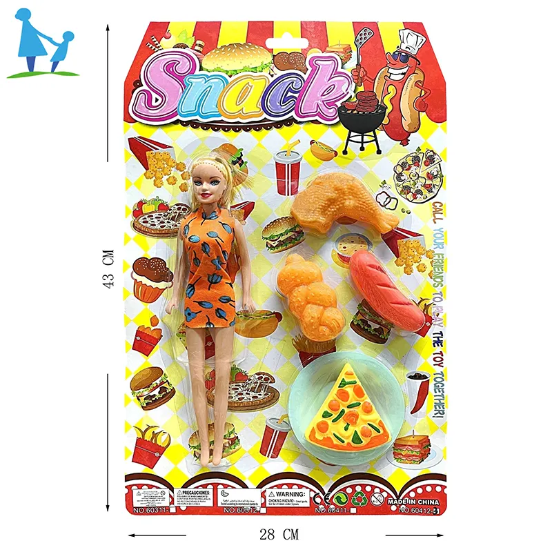 New Pretend Play Food Spielzeug Set Kinder Kunststoff Fast Food Spielzeug Küchen spiel Pizza Chicken Toy mit Puppe für Kinder