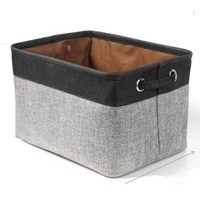 Panier de rangement en lin et coton, boîte de rangement pliable, pour jouets, vêtements, avec poignées de transport