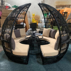 Mobilier d'extérieur <span class=keywords><strong>de</strong></span> luxe en osier pour <span class=keywords><strong>jardin</strong></span>, restaurant, piscine, ensemble <span class=keywords><strong>de</strong></span> <span class=keywords><strong>jardin</strong></span>, canapé rond en rotin avec baldaquin - Product Image 6