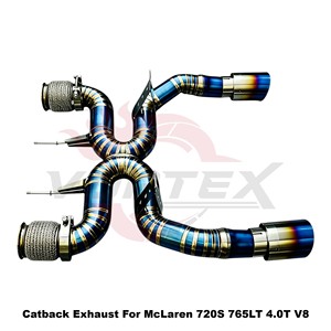 Vortex Blue Burnt Titanium Straight Pipe <b>Exhaust</b> System for McLaren 720S 765LT 4.0T V8 Race Sound Direct Fit - Product Image 2