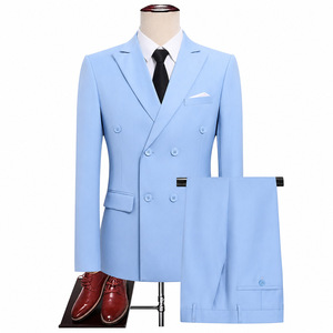 Abito da Uomo Elegante e di Lusso, Slim Fit, con Revers a Punta e Doppio Petto, 2 Pezzi, per Matrimoni, Sposi e Business, 9 Colori Solidi, OEM, Vendita all'Ingrosso - Product Image 1
