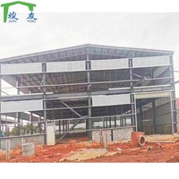 Proyectos de Construcción de Edificios Metálicos de 2 Pisos con Entresuelo, Estructura de Acero Prefabricada Industrial con Techo Metálico