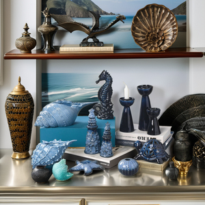 Décoration d'été en céramique Pot et vase en coquille et conque Décoration <span class=keywords><strong>de</strong></span> la mer Pot et bougeoir Décoration <span class=keywords><strong>de</strong></span> la maison en céramique - Product Image 5