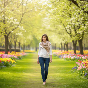 Foulard Quadrato a Forma di Foglia 70x70cm, Accessorio Moda Donna - Product Image 3