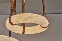 JYLIGHTING Lustre en albâtre personnalisé de haute qualité Pendentif en albâtre en cuivre et marbre Hôtel Villa