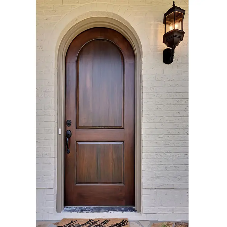 Wholesale Doors For Homes Main House Entrance Doors Round Top Design Walnut Solid Wood Arch Interior Doors