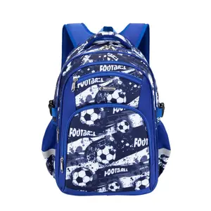 Fashion 17 Inches Blue Football Cartoon Children's Schoolbag Waterproof kindergarten Schoolbag Boys Large Capacity Backpack