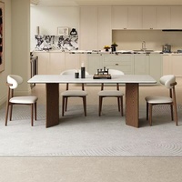 Rosegia ZCZ0652 Mesa de Comedor Moderna de 6 Plazas, Ensamblada a Mano, Ecológica, con Chapa de Nogal Sólido y Tapa de Mármol, para Hogar u Hotel