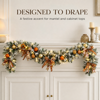 Guirlande de Noël en PVC floqué, guirlande lumineuse, ornement en forme de nœud, décoration pour porte, cheminée, fenêtre
