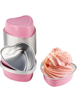 Moules à pâtisserie jetables <span class=keywords><strong>en</strong></span> aluminium <span class=keywords><strong>en</strong></span> forme de cœur, doublures <span class=keywords><strong>en</strong></span> <span class=keywords><strong>plastique</strong></span> PET pour muffins, crème brûlée, desserts - Product Image 1