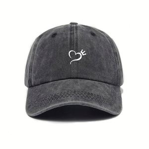 Unisex Distressed Cotton Baseball <b>Cap</b> New Washed Love Embroidered Animal Print Street Style Sporty Dobby Design <b>Flat</b> Common - Product Image 4