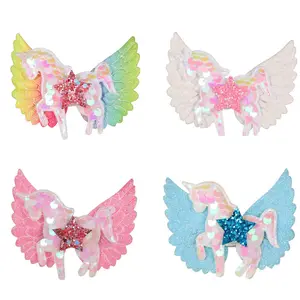 2023 Hot Sale Fancy Glitter Dance Unicorn Kids Hair Accessories Cute Girls Bows Kids Hair Clips For Baby Girl Accessories Kids