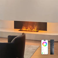 Cheminée électrique linéaire encastrée 3D à vapeur d'eau, couleurs de flamme réglables avec télécommande pour décoration de meuble TV de salon