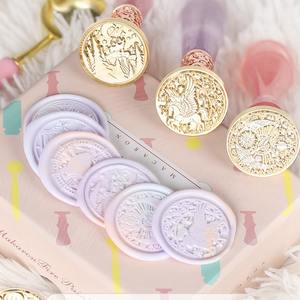 Sceaux de cire à cacheter Suidis, 3 cm, ronds en cuivre, décoratifs pour enveloppes - Product Image 2