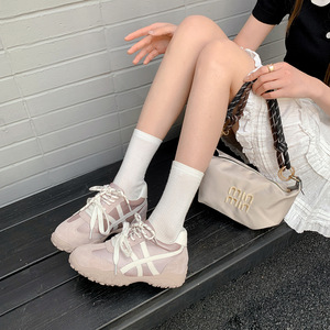 8cm Inner <b>Height</b> <b>Increasing</b> Gump <b>Shoes</b> 2026 New Versatile Double Shoelace Lightweight Breathable Casual Sneakers - Product Image 5
