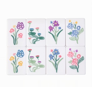 Entrega en 3 Días, Fichas de Mahjong Americanas de Acrílico <span class=keywords><strong>Verde</strong></span> de Lujo, Diseño Pintado a Mano con Estilo Bambú y <span class=keywords><strong>Linterna</strong></span> - Product Image 2
