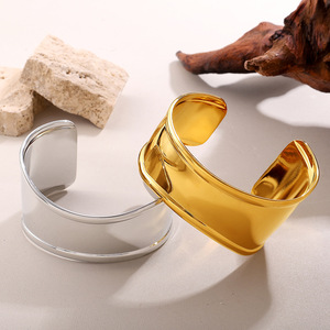 Geometric Stainless Steel <b>Bracelet</b> Gold <b>Silver</b> Open <b>Cuff</b> Women's Fashion Jewelry - Product Image 3