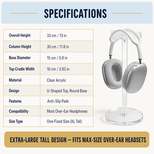 <span class=keywords><strong>Support</strong></span> pour <span class=keywords><strong>casque</strong></span> audio en acrylique extra large en forme de U, présentoir transparent solide pour casques supra-auriculaires de grande taille - Product Image 4