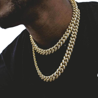 Collier ras du cou punk Miami Cuban, collier statement hip-hop, grosse chaîne torsadée avec strass, bijoux pour hommes