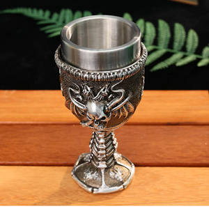 Inicio Bar Fiesta Nuevo Medieval 3D <span class=keywords><strong>Muerte</strong></span> Calavera Escultura Gafas Acero inoxidable Macabro Halloween Esqueletos Forma Copa - Product Image 3