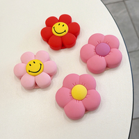 Support de téléphone universel en silicone souple avec ventouse, motif fleur mignonne, support de bureau extensible Kawaii avec anneau de maintien pour doigt