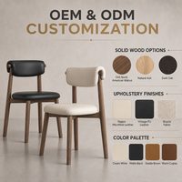 Chaise de salle à manger moderne en bois massif de chêne avec dossier en cuir de restaurant à revêtement souple pour la maison, l'appartement ou le mobilier d'hôtel