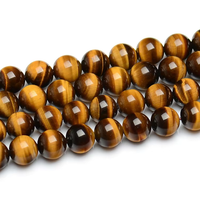 Produsen Manik-manik Perhiasan Grosir Batu Alam 8mm 10mm Manik Batu Permata Coklat Tiger Eye Batu Longgar untuk Pembuatan Perhiasan