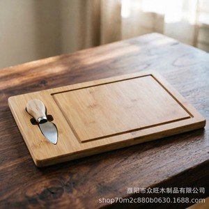 Plateau à fromage en bambou 18x36cm avec couteau et spatule pour servir steak, pain, fruits, en-cas, usage domestique - Product Image 2