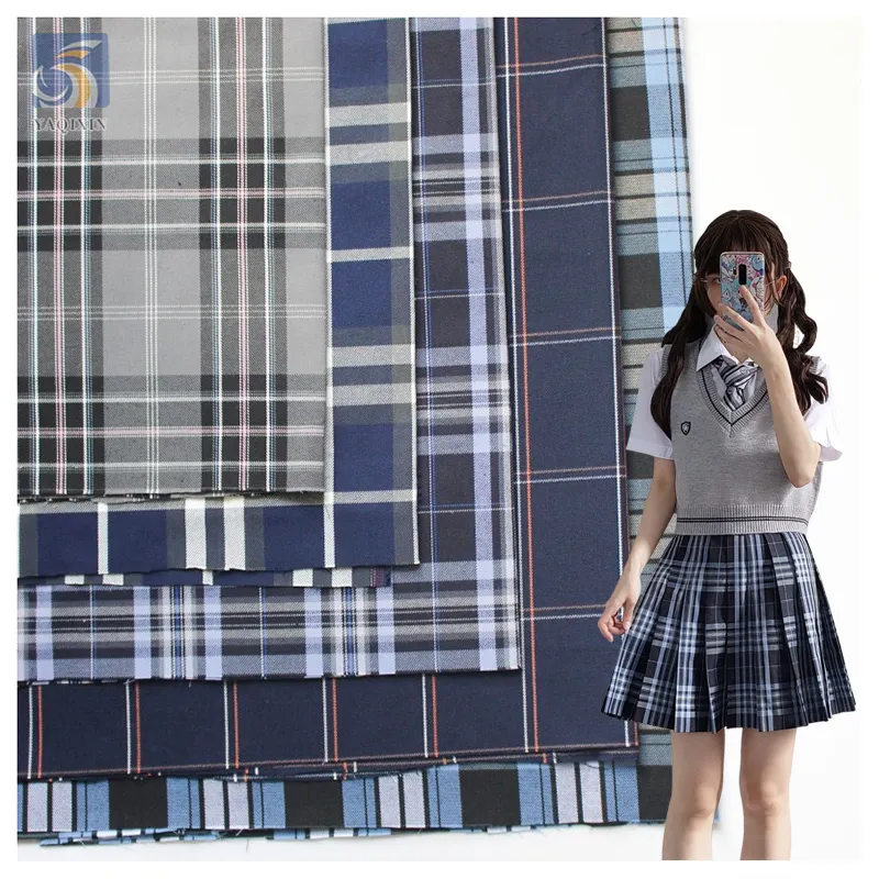 High Quality 60/40 Polyester/Cotton Fabric 195gsm Plaid Check Yarn Dyed Fabric for Pleated School Uniform Skirts