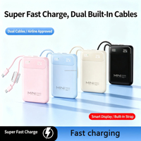 Nouvelle mini batterie externe électronique 10000 mAh, mince et portable, avec câble USB-C, Powerbanks 10000 mAh