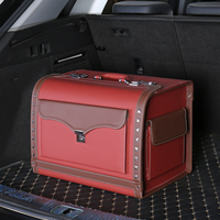 Organisateur de coffre de voiture haut de gamme en cuir, boîte de rangement de luxe pour coffre de voiture, grande capacité, robuste, simple et élégant pour SUV avec serrure