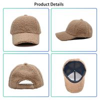 Gorra de Béisbol de Felpa Suave con Logotipo Personalizado, Gorra de Invierno Cálida de Felpa de Oso Teddy, Gorra de 6 Paneles para Mujer