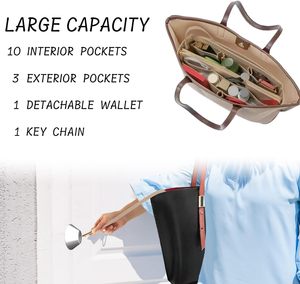 Large Capacity Ladies Felt Cosmetic Bag Multi-function Removable Tote Insert Cosmetic Felt Bag Organizer With Zipper Purse - Product Image 5
