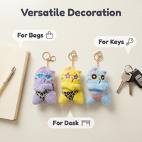 Porte-clés en peluche chat Kawaii moche-mignon, breloque de sac amusante avec lunettes de soleil et pantalon imprimé léopard, cadeau créatif unique